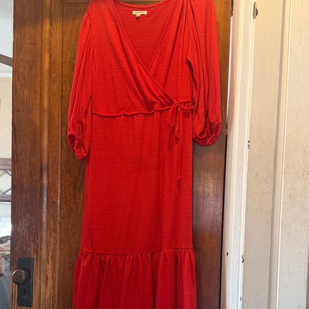 Max Studio Vibrant Red Midi Dress like new on sale